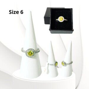 BP STERLING CLUB YELLOW TOPAZ CUBIC ZIRCONIA RING (Size 6)